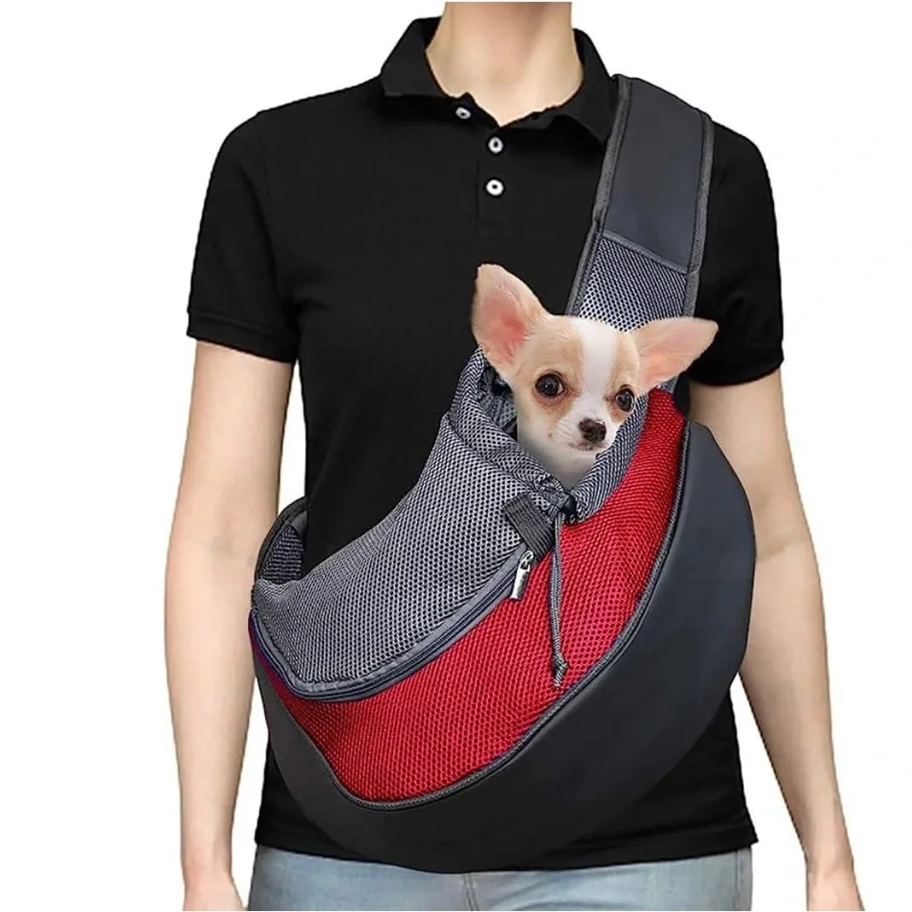 Pet Puppy Dog Mesh Sling Carry Pack Backpack Carrier Travel Tote Shoulder